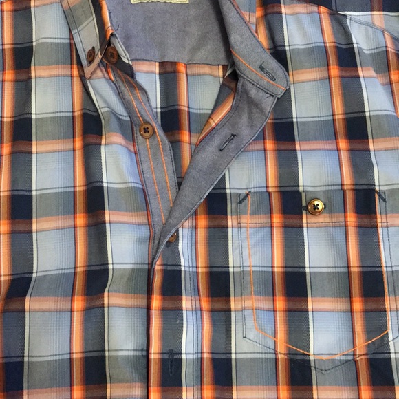 Checkered Blue & Orange 7 Diamonds Button Up - Picture 4 of 6